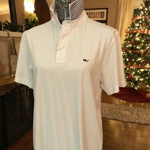 Vineyard Vines Polo w/ Striped Placket and Collar
